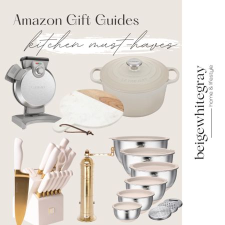 Amazon gift guide for your kitchen! I love this knife set they are pretty enough to display in your kitchen! And the pepper mill is gorgeous and I have it too! Love the waffle maker and marble charcuterie board. 

#LTKHoliday #LTKhome #LTKGiftGuide
