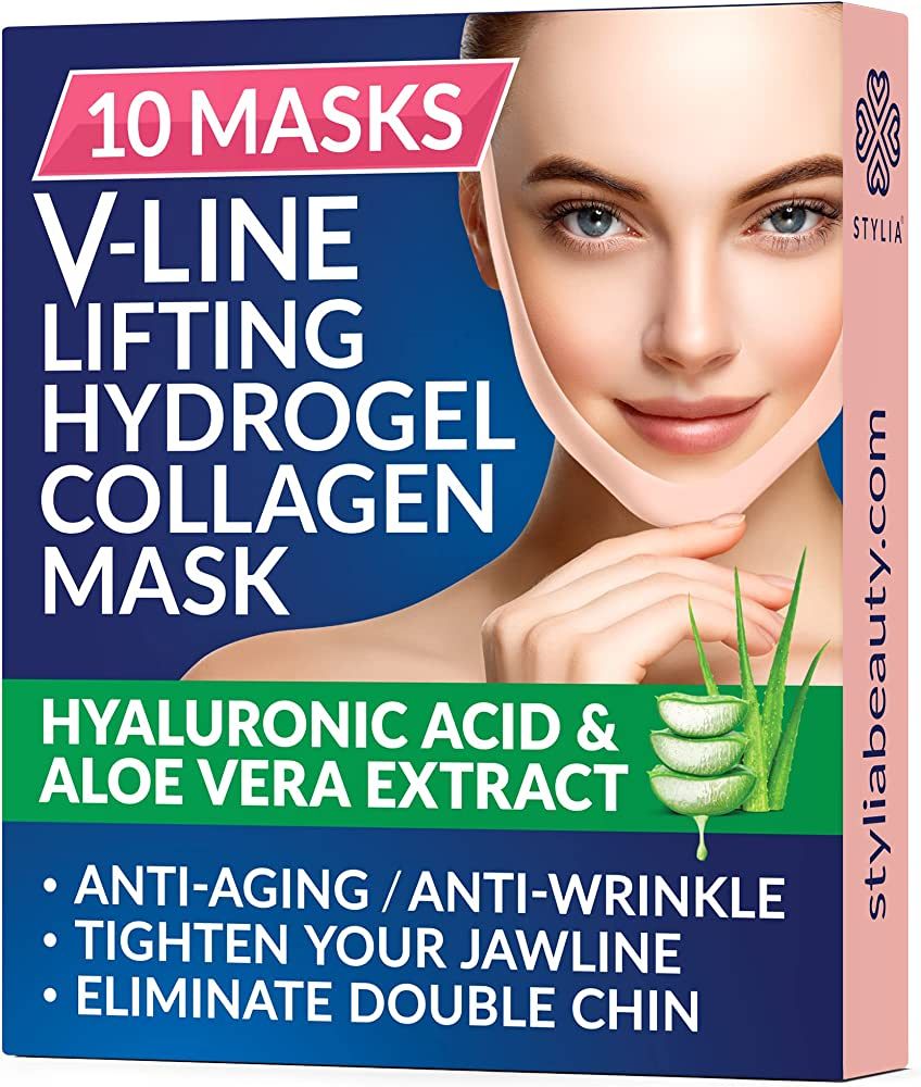 10 Piece V Line Shaping Face Masks – Double Chin Reducer - Lifting Hydrogel Collagen Mask with ... | Amazon (US)