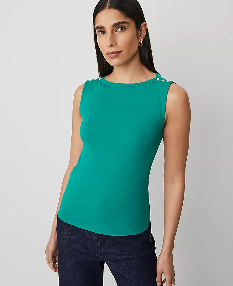 Pearlized Snap Shoulder Shell | Ann Taylor