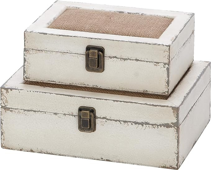 Deco 79 Wooden Decorative Box Decorative Keepsake Boxes with Hinged Lid, Set of 2 Storage Boxes 1... | Amazon (US)