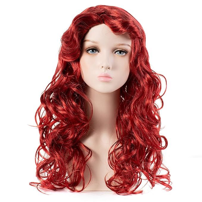 Amazon.com: HairWiz Girl's Long Curly Red Synthetic Wavy Hair Mermaid Cosplay Wigs (Kid Size) : C... | Amazon (US)