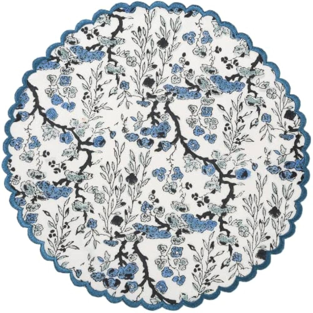 Ridhi Indian Floral Hand Block Printed 100% Pure Cotton Cloth Reversible Mats, Reusable Mats, 15"... | Amazon (US)