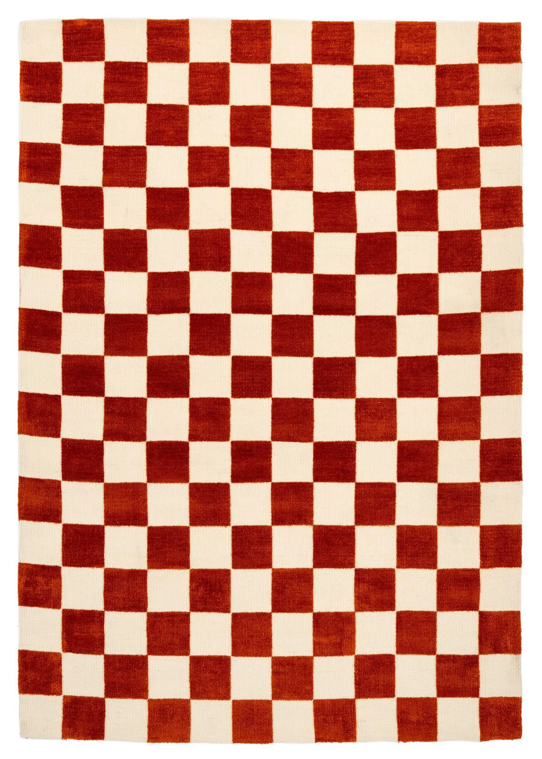 Terracotta Red Retro Checkerboard Living Area Rug | Debenhams UK