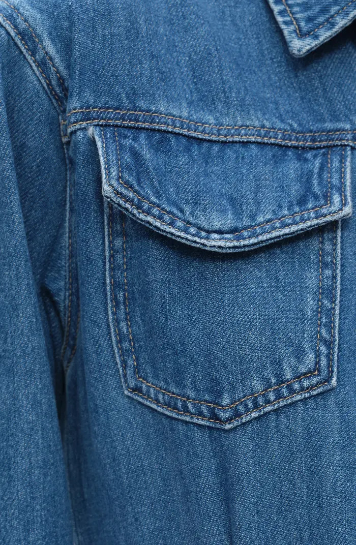 Resa Long Sleeve Fray Hem Denim Mini Shirtdress | Nordstrom