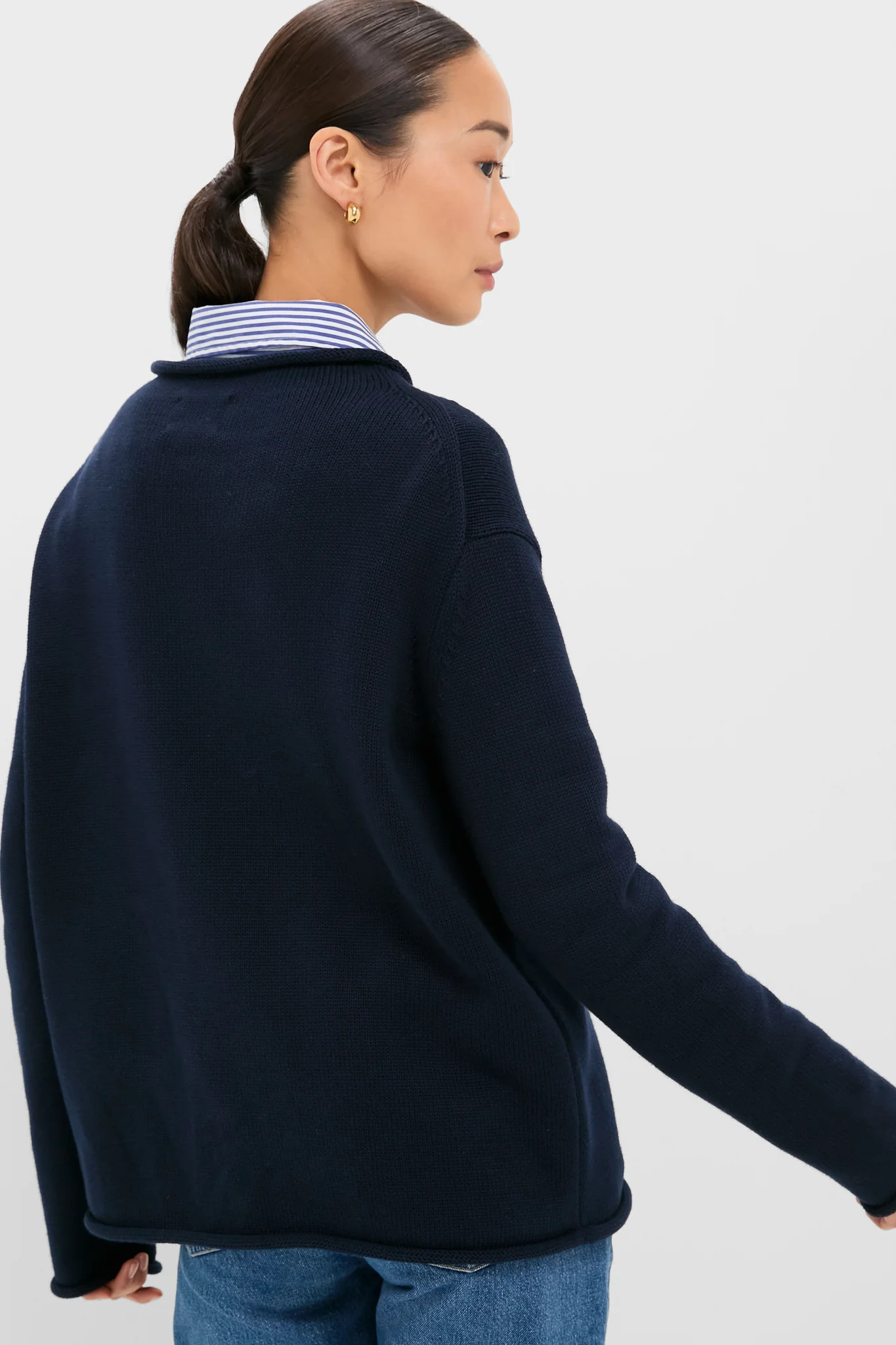 Dark Brown Cotton Rollneck Americana Sweater | Tuckernuck (US)