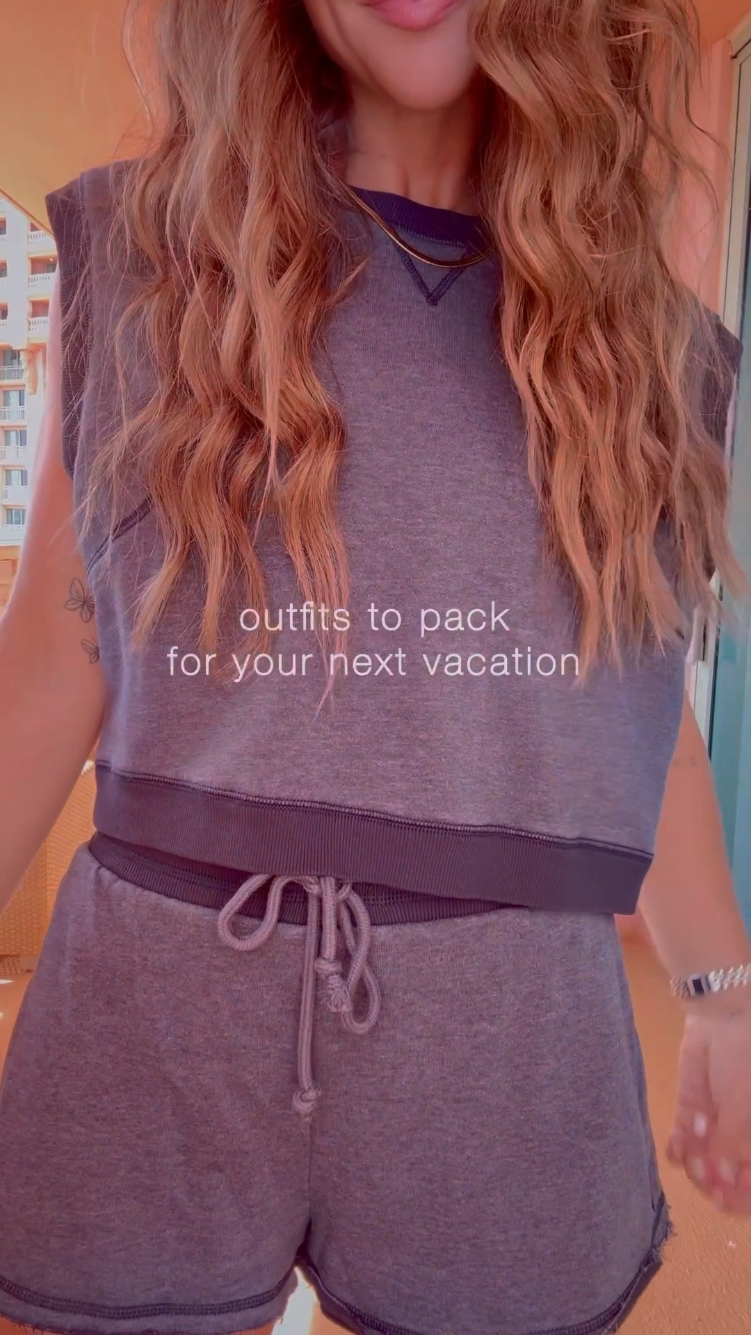 A full day of vacay looks :) whether going on vacation or not, these looks are perfect for so many summer occasions! I’m in my true size S in everything.
Extra details on each outfit:
>this comfy set is a FAVE of mine! So perfect to throw on all summer long.
>this Amazon suit is 12/10! It’s mom approved 🙌🏻 love the high rise and it has wonderful support at the bust! The material is really soft and stretchy, too.  
>I can’t stop buying more colors in this romper dress. I love wearing them alone with a sports bra to EVERYTHING & anything in the summer with the girls! And also super cute as a coverup too. 
>if you haven’t tried these flowy summer pants from Amazon yet, you’re missing out! They dress up or down so easily. I keep going back for more colors because they work for sooo many things and are crazy comfy. 
#amazonfinds #amazonfashion #beachvacation #vacationoutfits #summeroutfitideas 