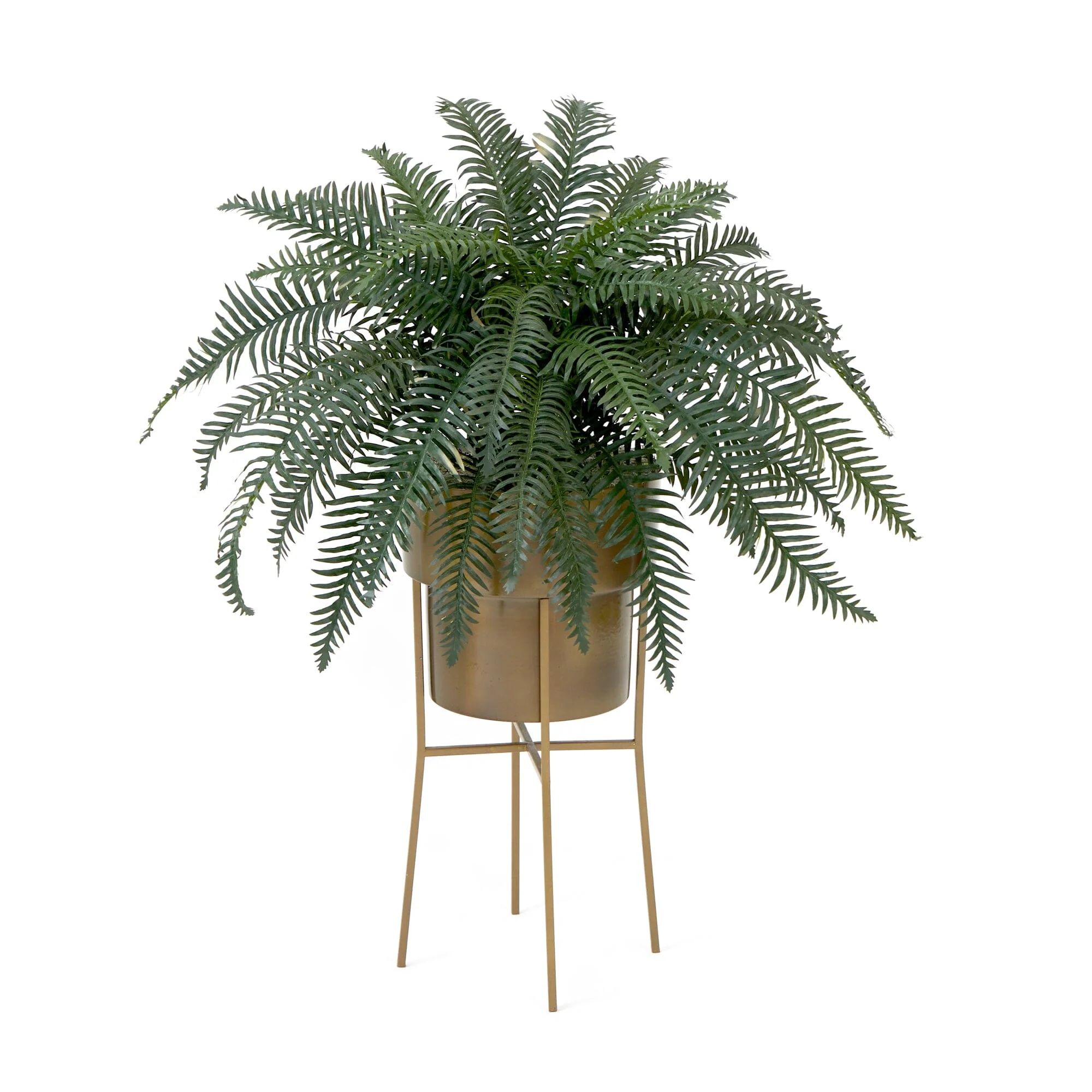 34” Artificial River Fern Plant in Metal Planter with Stand DIY KIT | Nearly Natural | Nearly Natural
