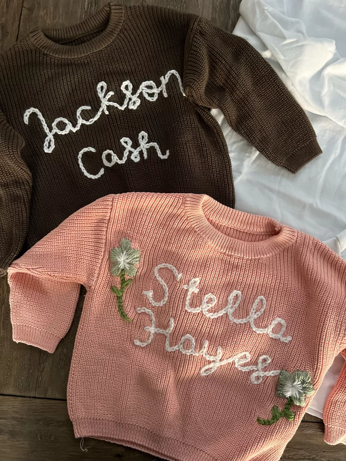 Baby Name Sweater Hand Embroidered Baby Sweater custom Baby 