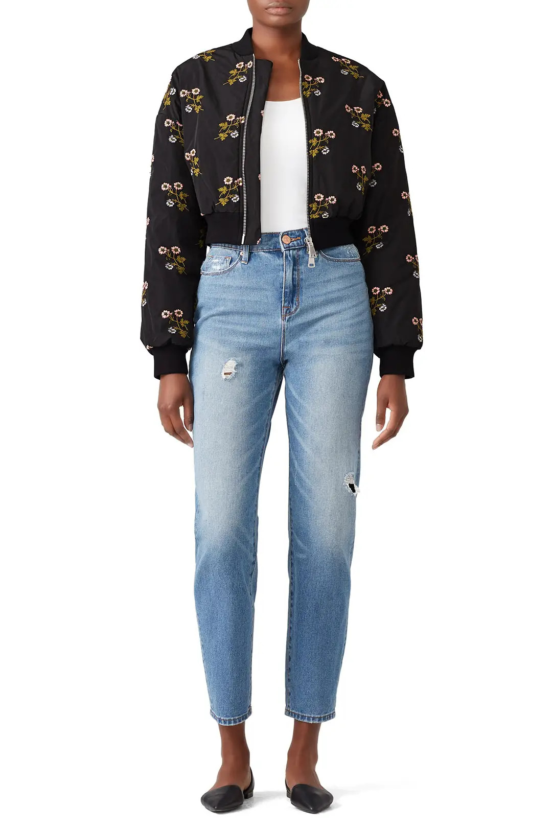 Giamba Cropped Floral Bomber | Rent The Runway