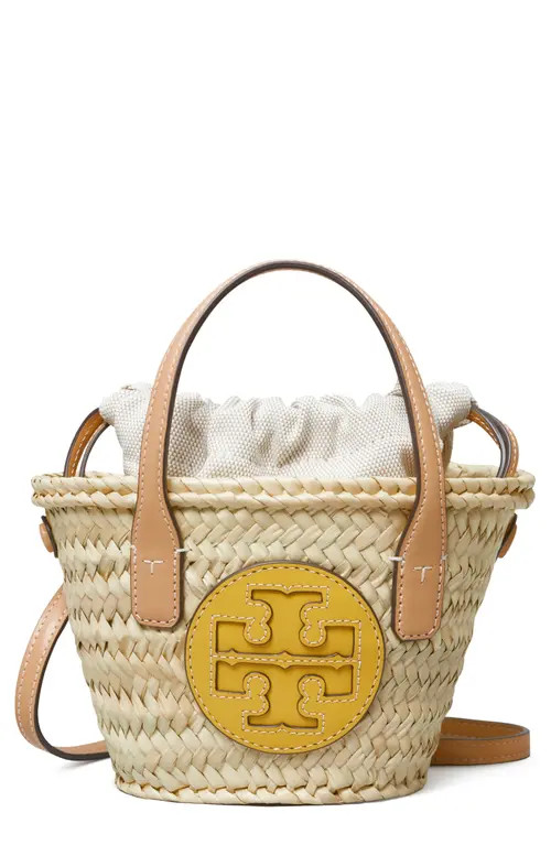 Tory Burch Ella Mini Straw Basket Bag in Natural /Golden Sunset at Nordstrom | Nordstrom