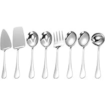 Stainless Steel Serving Utensils,8 Pcs Serving Set with Serving Spoons,Serving Fork,Soup Ladle,Lasagna Server,Pie Server,Polished Serving Utensil Set for Buffet Parties Home,Dishwasher Safe | Amazon (US)
