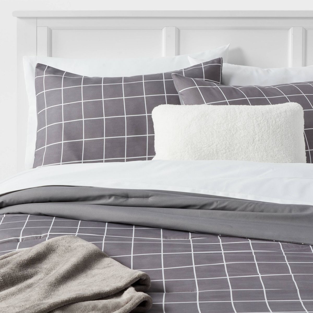 Grid Print Reversible Decorative Comforter Set with Throw - Room Essentials™ | Target