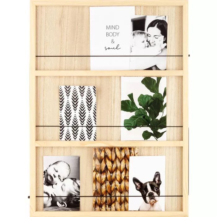 18&#34; x 24&#34; Wood Tiered Collage Memo Board Wall Organizer Natural - Gallery Solutions | Target
