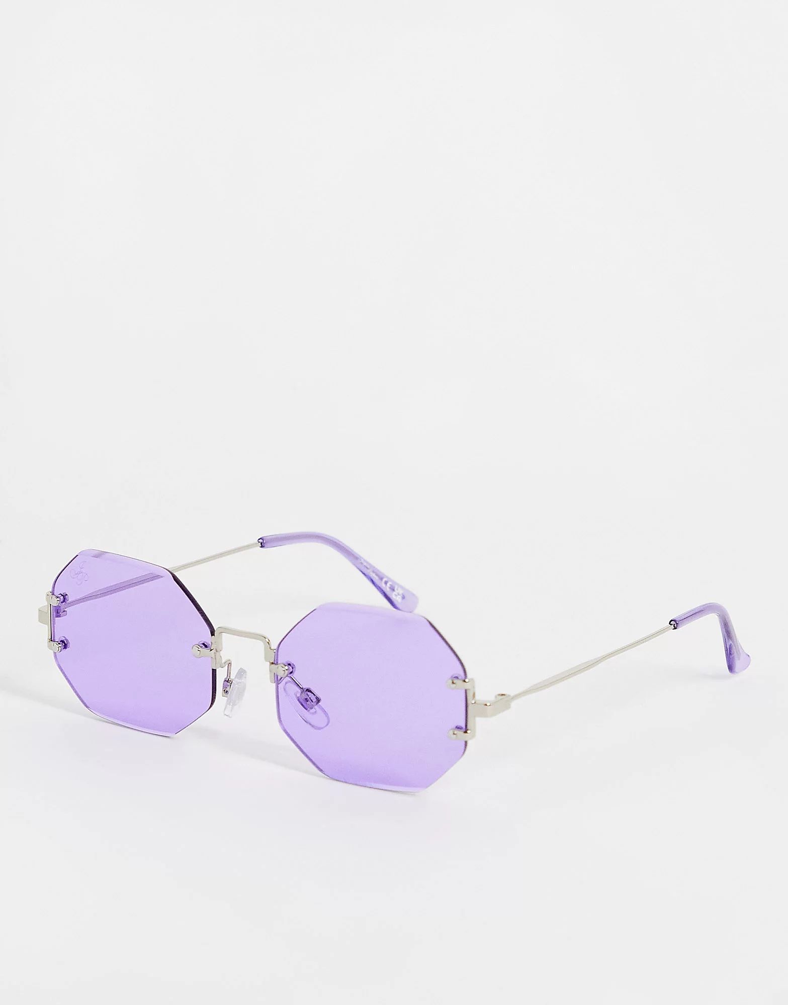 Jeepers Peepers metal hex sunglasses in purple | ASOS (Global)