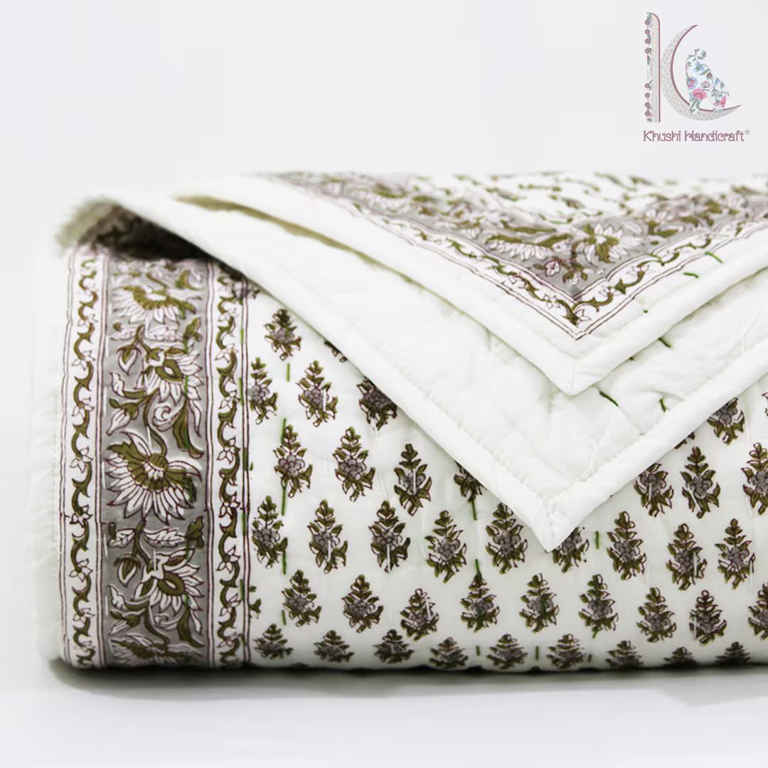 Cotton kantha Quilt, indian block Print Quilt, bedding set, Handmade Quilt, Blanket Throw, Hand S... | Etsy (US)