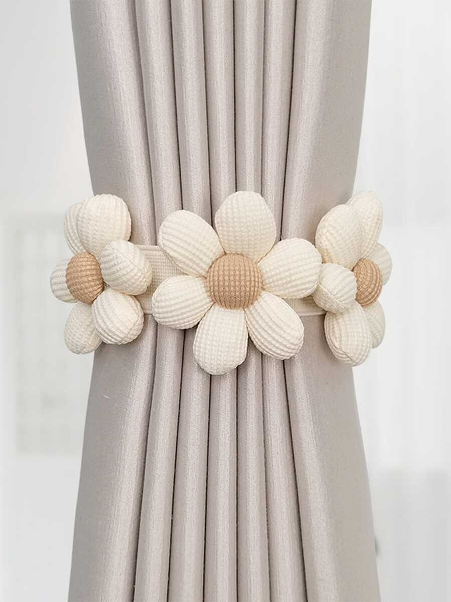 1pc Beige Three-flower Design Curtain Tieback | SHEIN