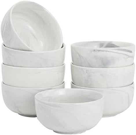 Set of 8 Small Ceramic Marble Bowl for Ice Cream, Dessert, Cereal (14 oz, Grey) | Amazon (US)