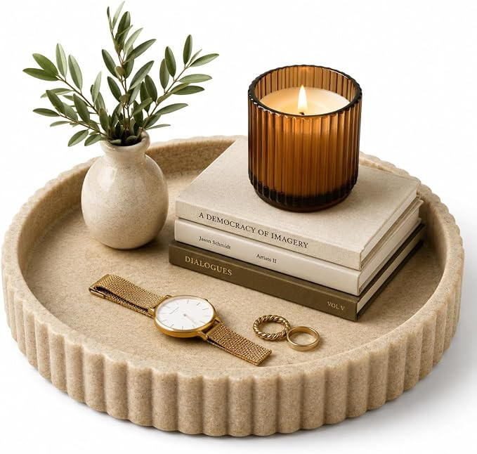 Decorative Tray for Decor - Coffee Table Tray for Living Room - Round Tray for Home Decor - Coffe... | Amazon (US)