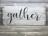 CELYCASY Gather Sign XL - Farmhouse Sign - Fixer Upper Style - Dining Room Decor - Family Sign - Woo | Amazon (US)