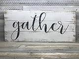 CELYCASY Gather Sign XL - Farmhouse Sign - Fixer Upper Style - Dining Room Decor - Family Sign - Woo | Amazon (US)