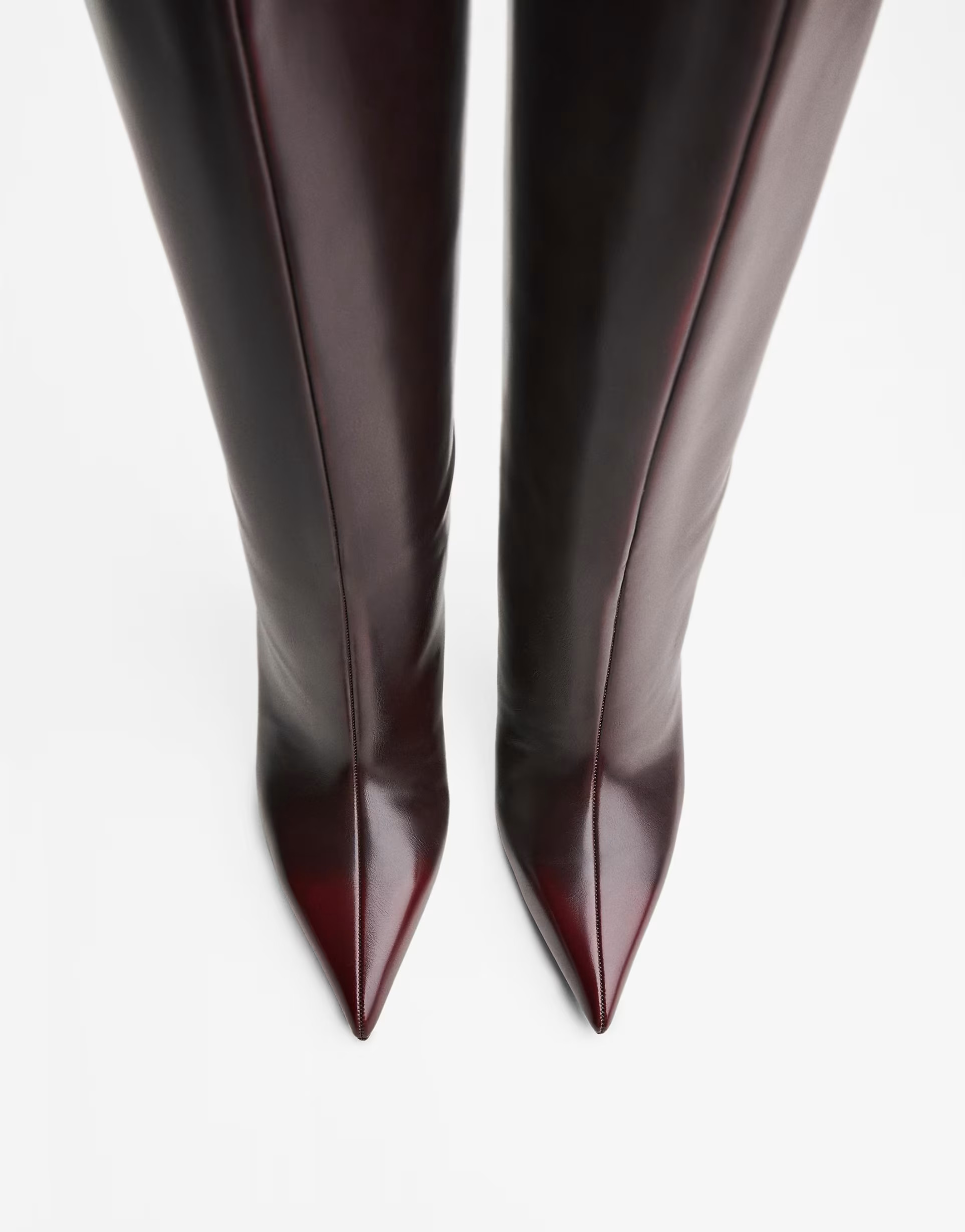 Bershka Wide-leg high-heel boots in burgundy | ASOS (Global)