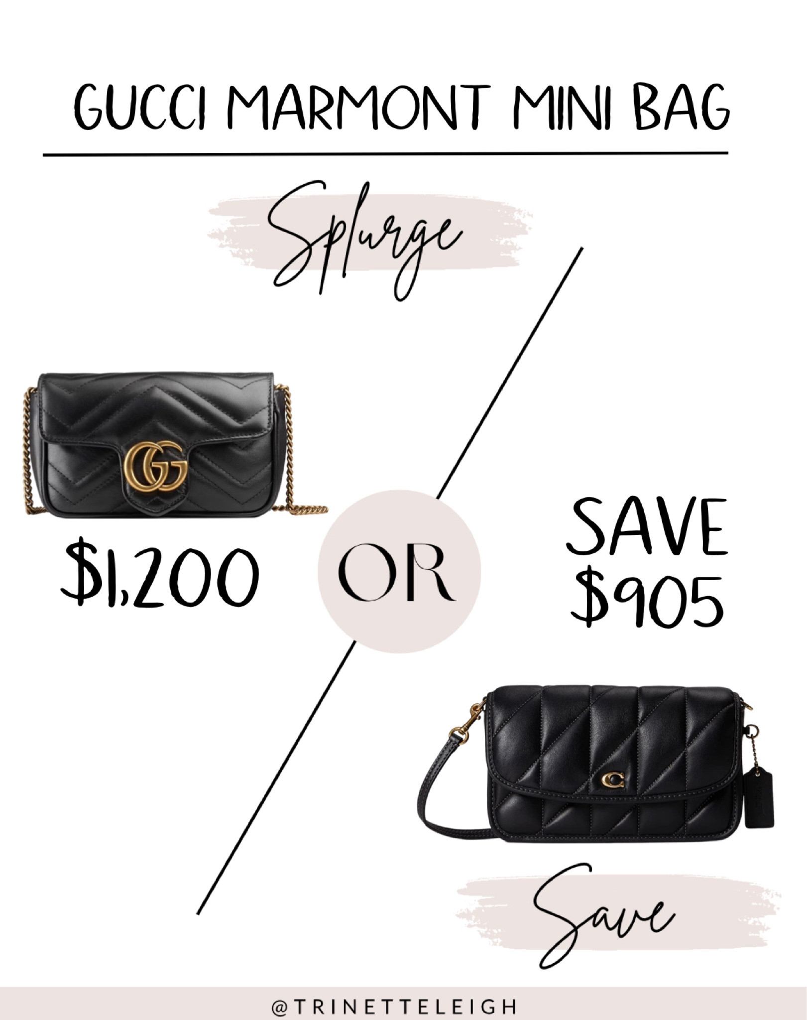 Save vs splurge. Gucci marmont mini bag. Mini leather bag. Black leather purse. Black quilted leather purse. Gift guide for her.

#LTKGiftGuide #LTKstyletip #LTKitbag