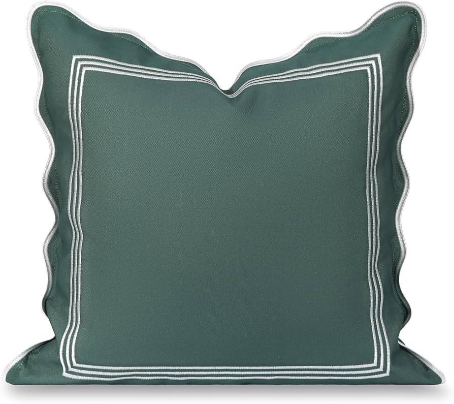 Hofdeco Premium Coastal Grandmillennial Scalloped Patio Indoor Outdoor Throw Pillow Cover Only, 2... | Amazon (US)