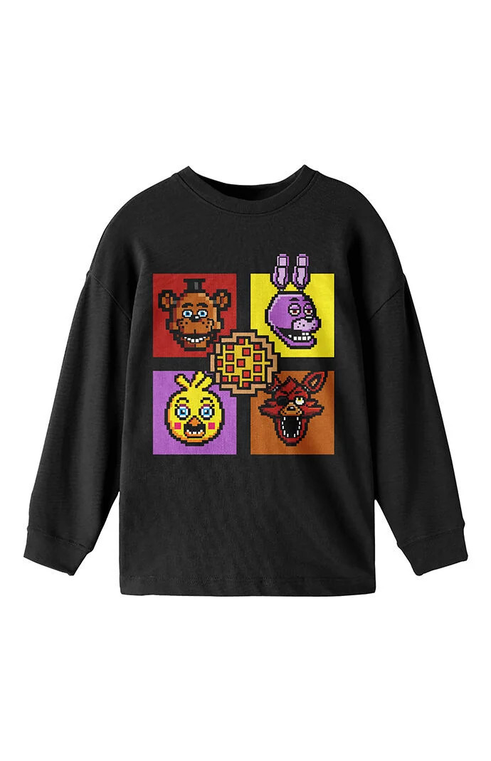 Kids Five Nights At Freddy's Long Sleeve T-Shirt in Black - Size XS | PacSun