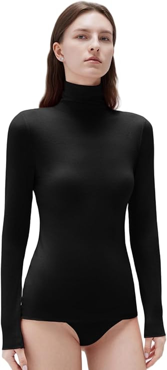 SUUKSESS Women Cashmere Turtleneck Long Sleeve Shirt Fitted Fall Basic Thermal Tops Fall Fashion | Amazon (US)