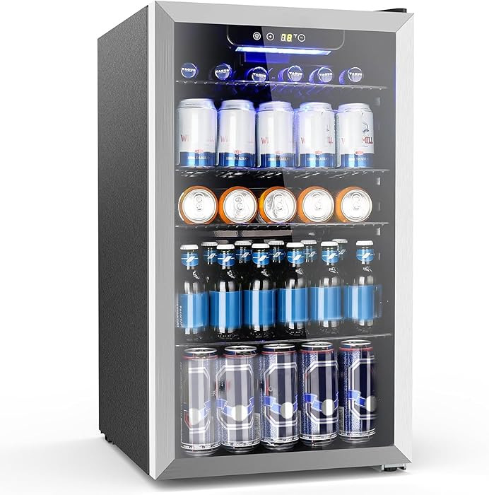 Electactic Mini Fridge 130 Can Beverage Refrigerator Cooler, 3.1 Cu.Ft Drink Fridge Silver Glass ... | Amazon (US)