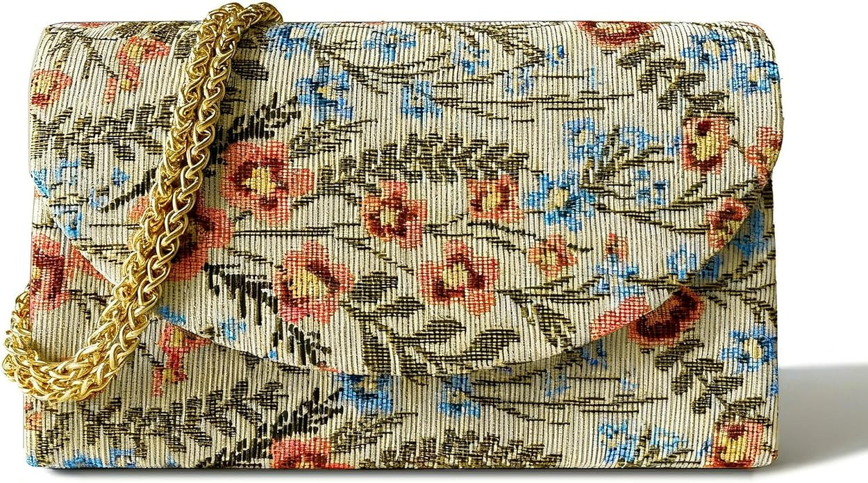 Floral Evening Clutch Purses For Women Cute Embroidery Crossbody Shoulder Handbag For Wedding, Co... | Amazon (US)