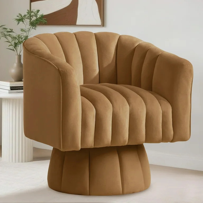Korser 360° Swivel Accent Chair with Velvet Upholstered Swivel Barrel Chairs for Living Room, Be... | Walmart (US)