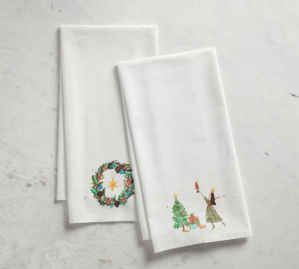 Nutcracker Cotton/Linen Tea Towels - Set of 2 | Pottery Barn (US)