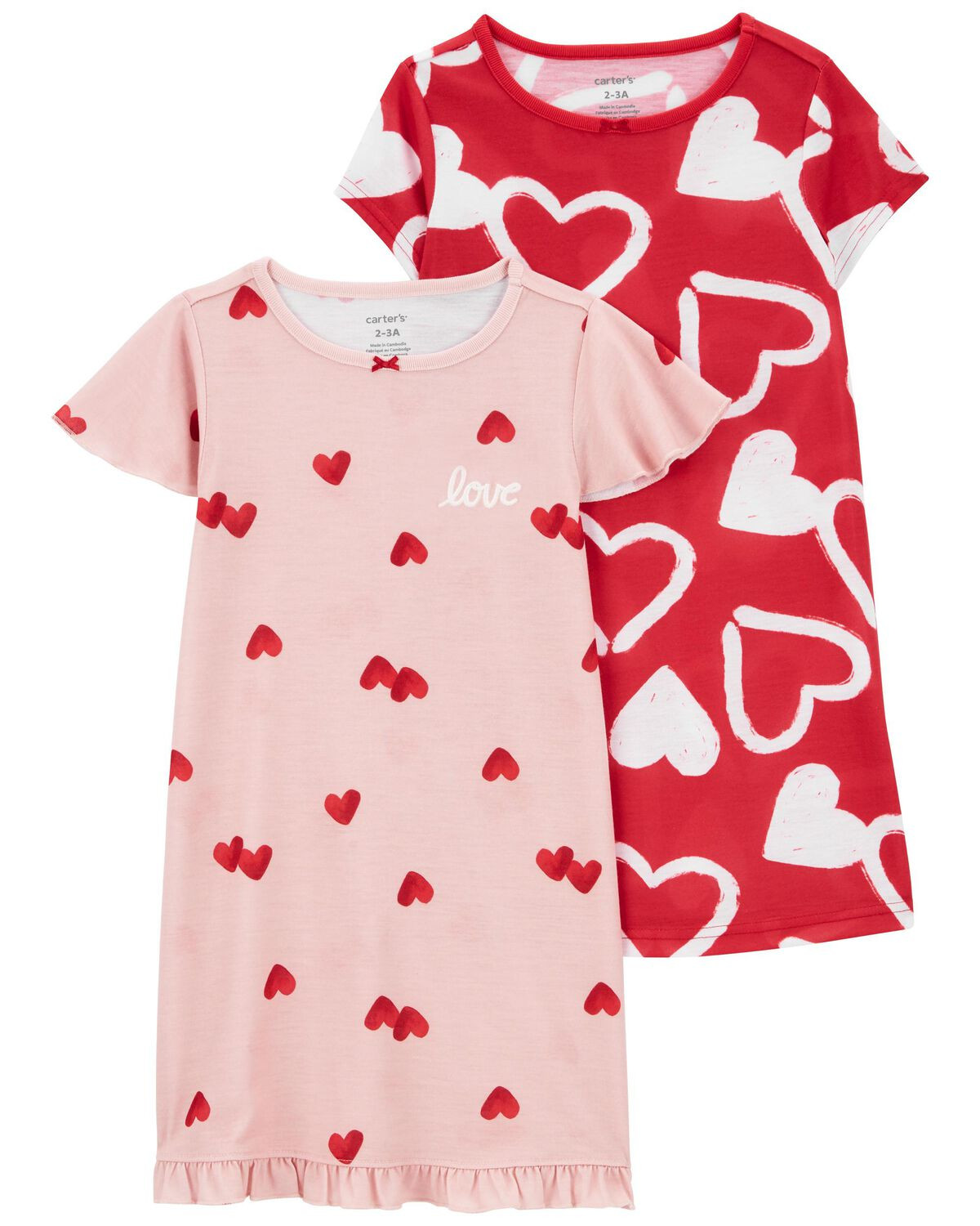 Pink/Red 2-Pack Heart Nightgowns | carters.com | Carter's