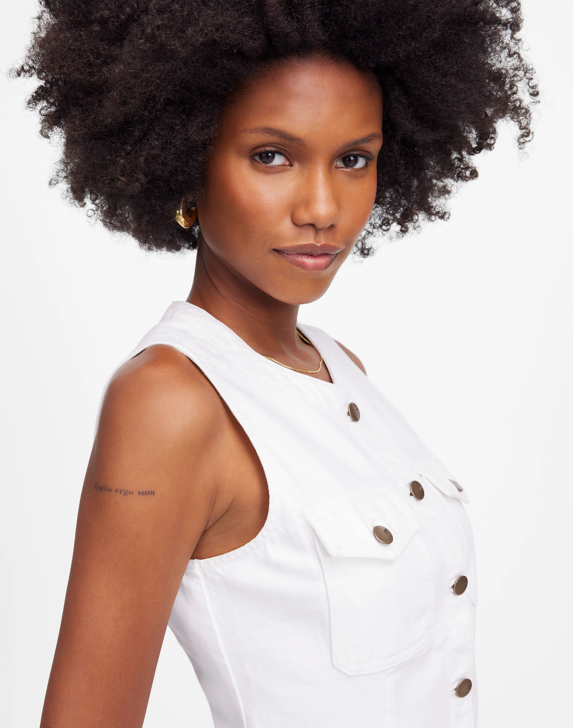 Denim High Crewneck Vest in Tile White | Madewell