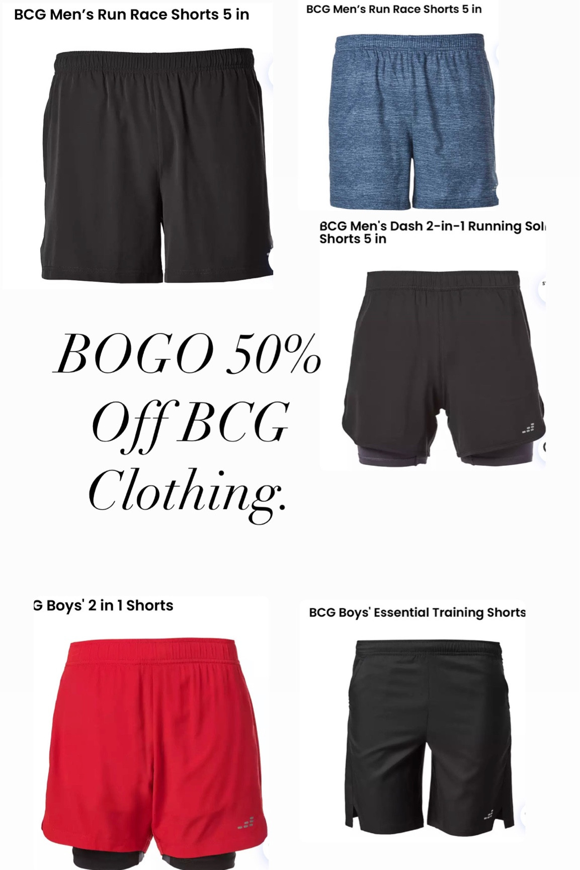 BCG Men's Running Shorts 5 in