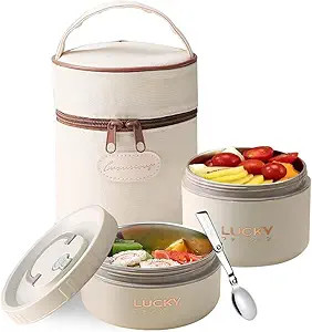 LANSKYWARE Portable Insulated Lunch Container set, Bento Box Adult Lunch Box Set with Insulated L... | Amazon (US)