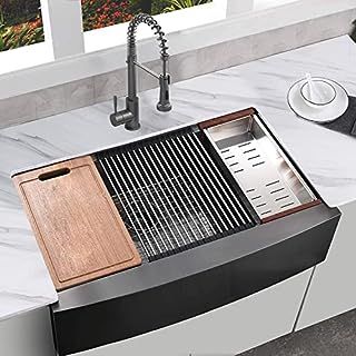 30 Farmhouse Sink - Lordear 30 inch Kitchen Sink Apron Front Ledge Workstation Deep Single Bowl 1... | Amazon (US)
