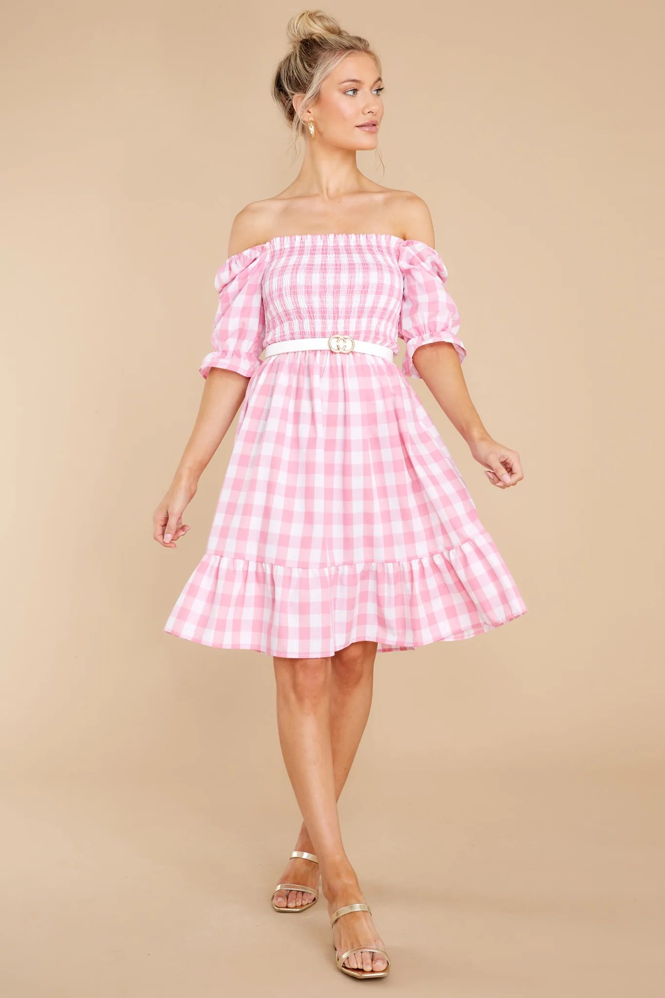 Picnic In Paradise Pink Gingham Dress | Red Dress 