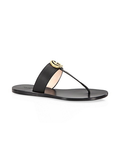 Marmont Leather Thong Sandals With Double G | Saks Fifth Avenue