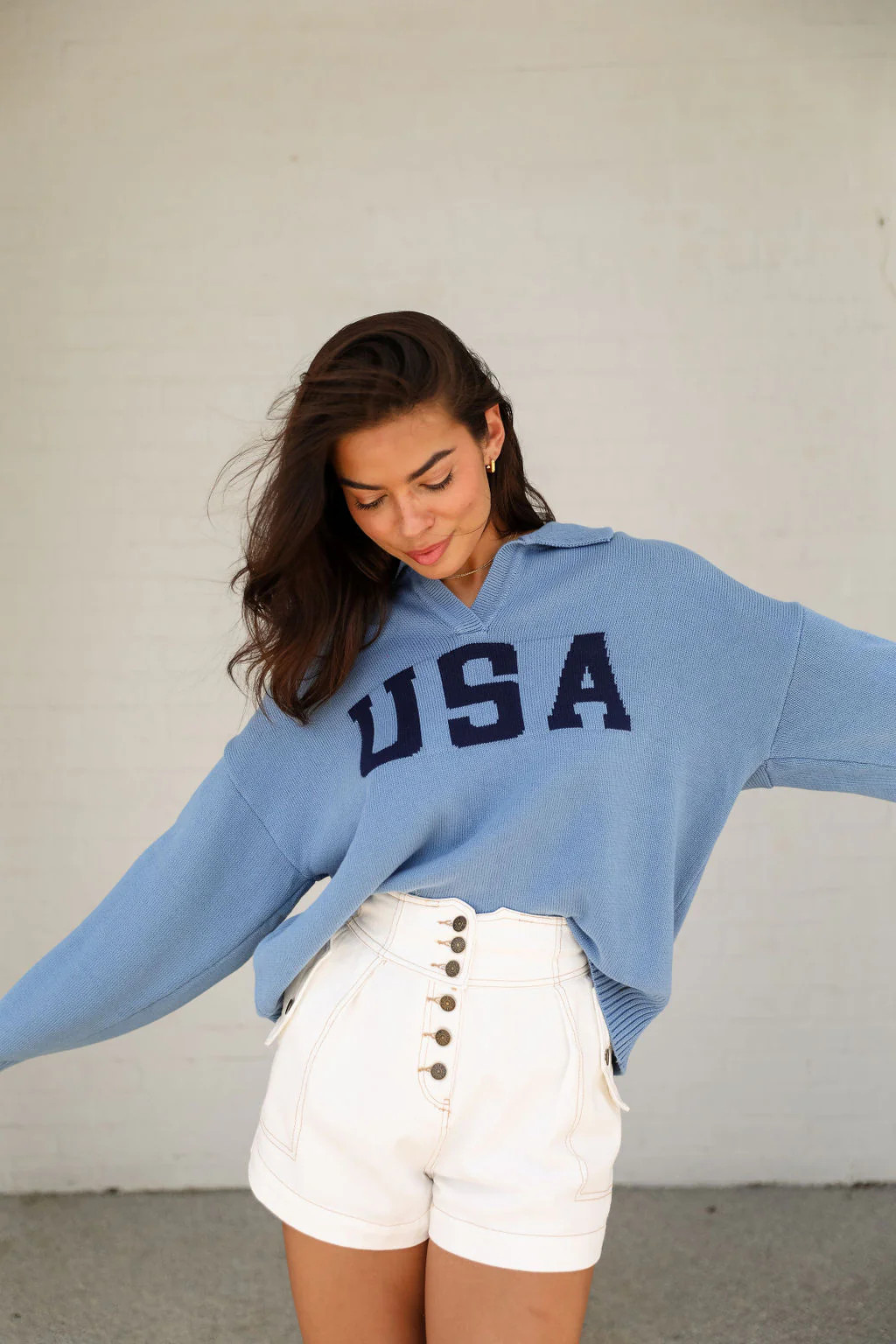 USA Sweater - Dusty Blue | cocolillys
