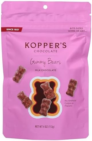 Kopper's Chocolate Milk Chocolate Covered Gummy Bears - No Artificial Colors or Flavors - 4 Oz Po... | Amazon (US)