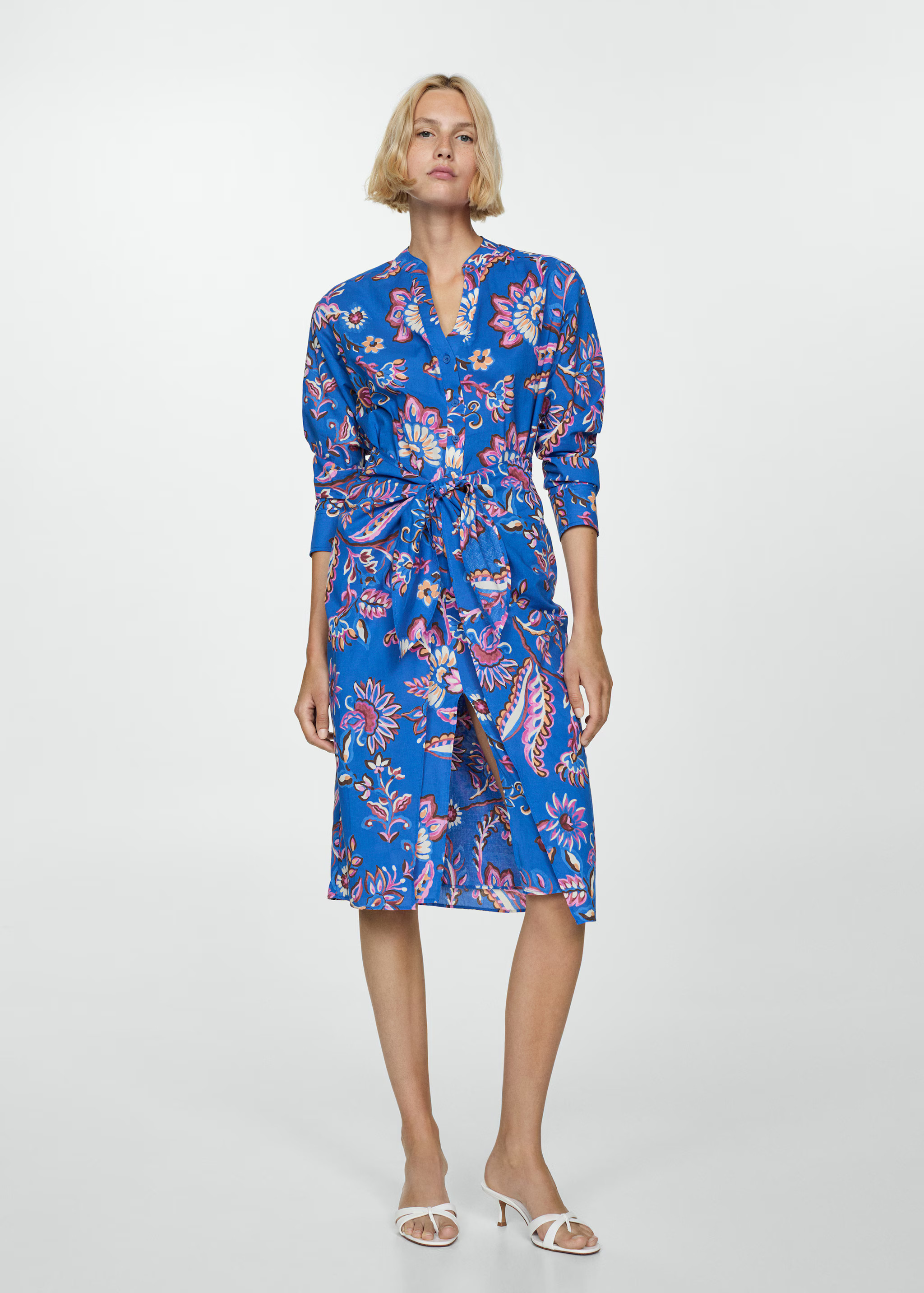 Floral print dress with bow - Women | MANGO Canada | Mango Canada