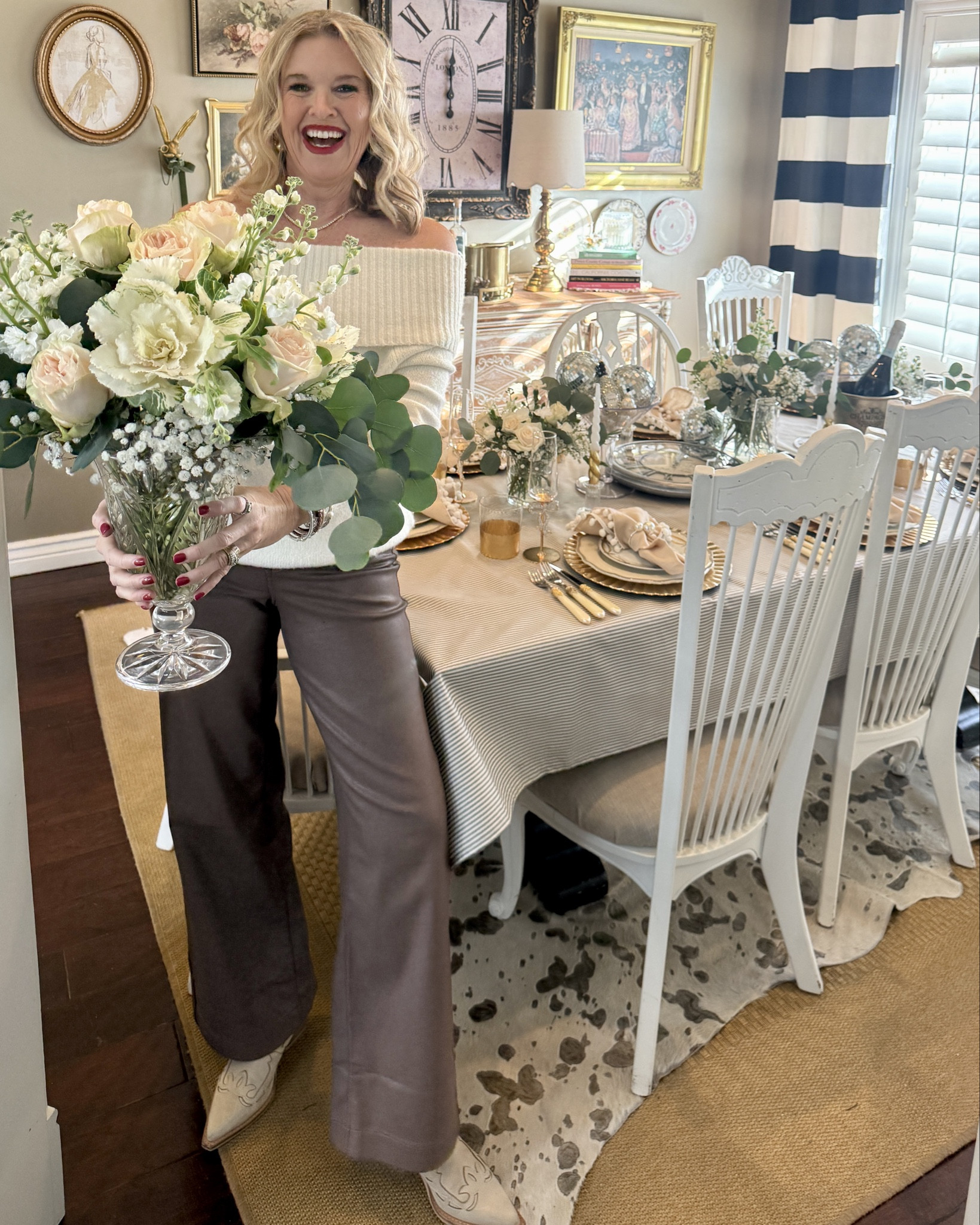 Elevated 
Winter Outfit

What I wore on a New years Eve DAY date with my hubby,.

We headed to Midway  a cute little Swiss town outside of deer valley.

For Lunch and a little shopping..
Walking around in this cute teen getting the fresh air and sunshine we needed.

Outfit details:

Off the shoulder sweater  a Bo from Nordstrom. This does sell out and restocks. Ilinked outer similar Off the shoulder sweaters too!❤️ tts in a small

Wax coated  wide leg pants by NYDJ fit tts I am wearing a 4


Faux Fur coat Amazon find and so affordable at a great price fits tts

Dolce vita western booties tts

Tennis necklace 
Anthropologie initial necklace 

Target earrings under $12

Bracelets by pearls by Sheri not linkable available on line

#LTKootd 

#LTKSaleAlert #LTKOver40 #LTKFindsUnder100