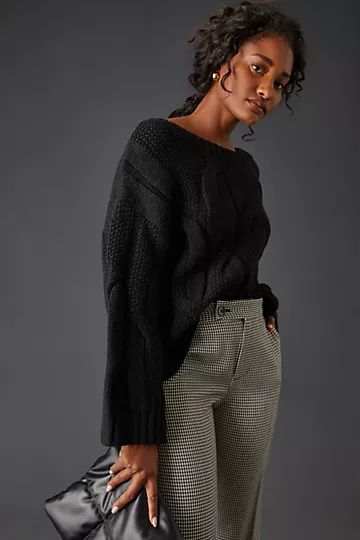 Maeve Oversized Cable-Knit Sweater | Anthropologie (US)