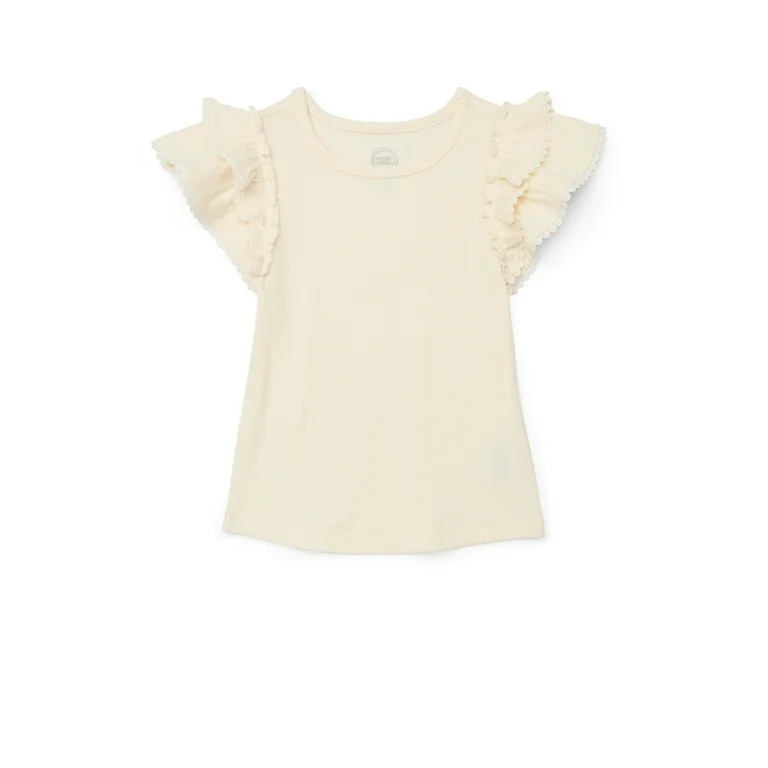 Wonder Nation Girls Short Sleeve Knit Ruffle Top, Sizes 4-18 & Plus | Walmart (US)