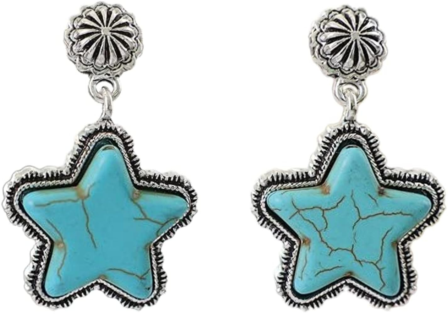 Western Earrings Boho Turquoise Oval Drop Dangle Earrings for Women Beaded Western Flower Teardro... | Amazon (US)