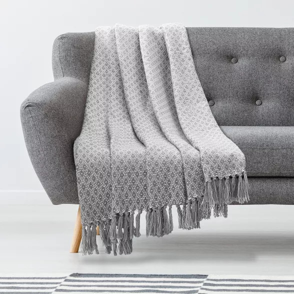 Throw Blanket 100% Cotton Medium Weight with Fringe | Target