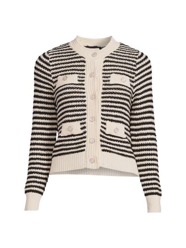Renee C. Striped Crewneck Sweater Jacket on SALE | Saks OFF 5TH | Saks Fifth Avenue OFF 5TH