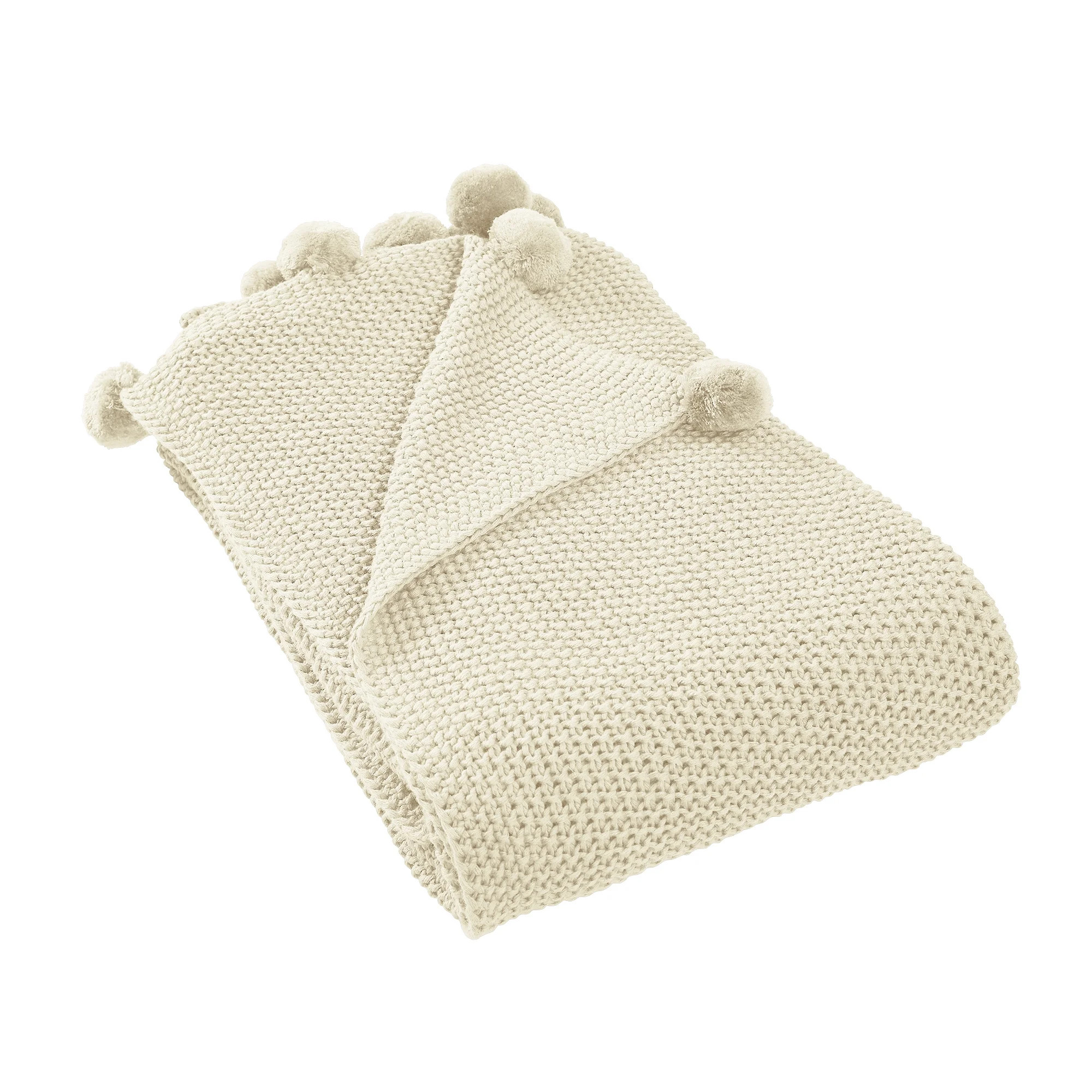 Modern Threads Acrylic Throw With Pom Poms, 50" x 70", White - Walmart.com | Walmart (US)